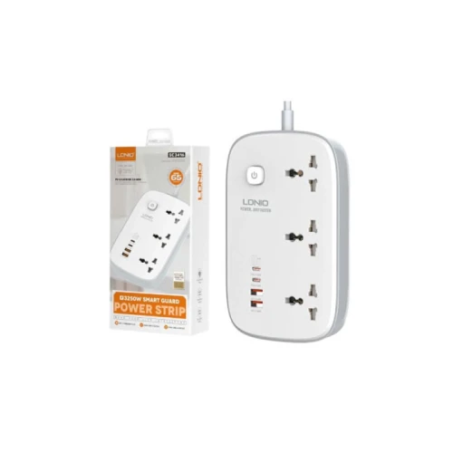 Ldnio Sc3416 Power Strip 65W 3 Sockets